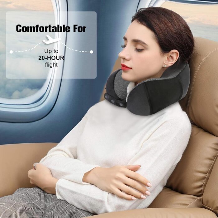 Cirorld Neck Pillow for Traveling, Travel Pillows for Airplanes,100% Pure Memory Foam Travel Neck Pillow, Adjustable Flight Pillow, Portable Plane Accessories with Eye Mask, Earplugs, Carry Bag - Image 7