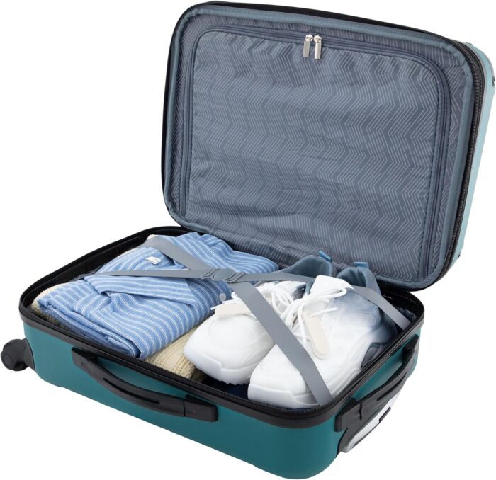 Travelers Club Luggage Chicago 20" Hardside Expandable Carry-on Spinner, Teal - Image 4