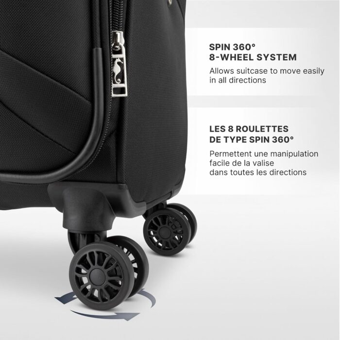 ATLANTIC Artisan III Medium Checked Luggage — Expandable Suitcase with 8 Spinner Wheels, Lockable Zipper Puller Heads, and Lightweight Construction — Black, 24-inch - Image 6