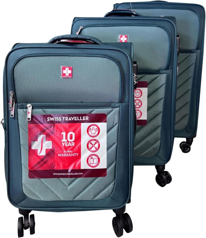 Swiss Traveller Spinner Luggage Suitcase - Soft Side Luggages - Multiple Color Options and Sizes (Mint Green, 20 in) - Image 6
