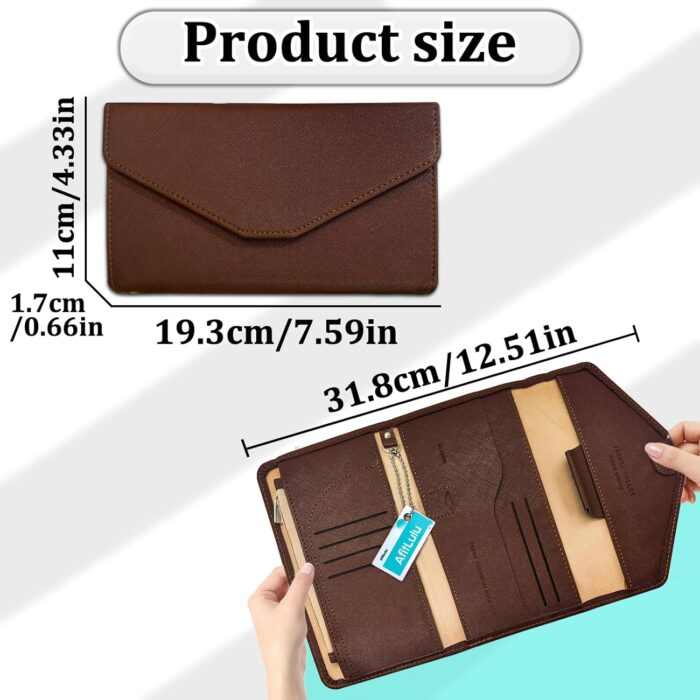 AfitLulu RFID Blocking Passport Wallet, Envelope Shape Big PU Leather Passport Holder Wallet for Passport, Card, Cash, Document, Business RFID Blocking Travel Wallet, Great Gift (Black) - Image 3