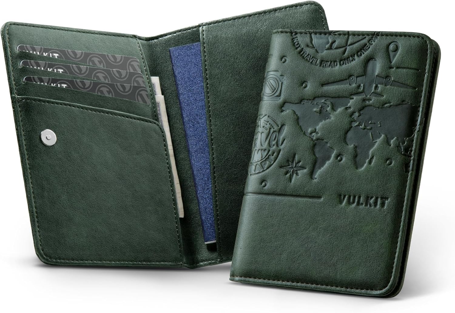 VULKIT Passport Holder with Magnetic Closure RFID Blocking Travel Wallet Passport Book Cover Boarding Pass Holder Travel Essentials