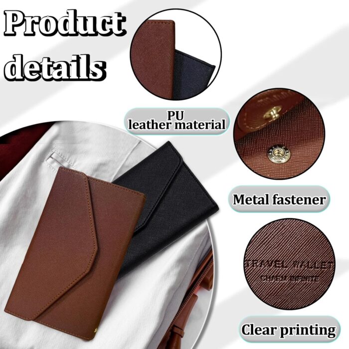 AfitLulu RFID Blocking Passport Wallet, Envelope Shape Big PU Leather Passport Holder Wallet for Passport, Card, Cash, Document, Business RFID Blocking Travel Wallet, Great Gift (Black) - Image 4