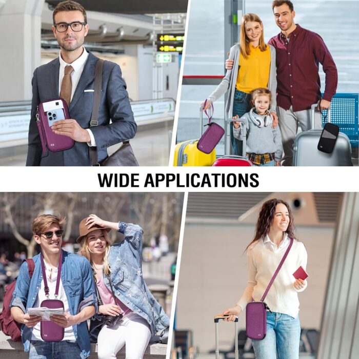 BKNOOU Passport Holder Travel Wallet,Passport Travel Organizer Waterproof RFID Blocking Family Travel Wallet,Family Passport Holder for 2 3 4 5, Unisex Travel Document Holder for Cards Airline Tickets - Image 6