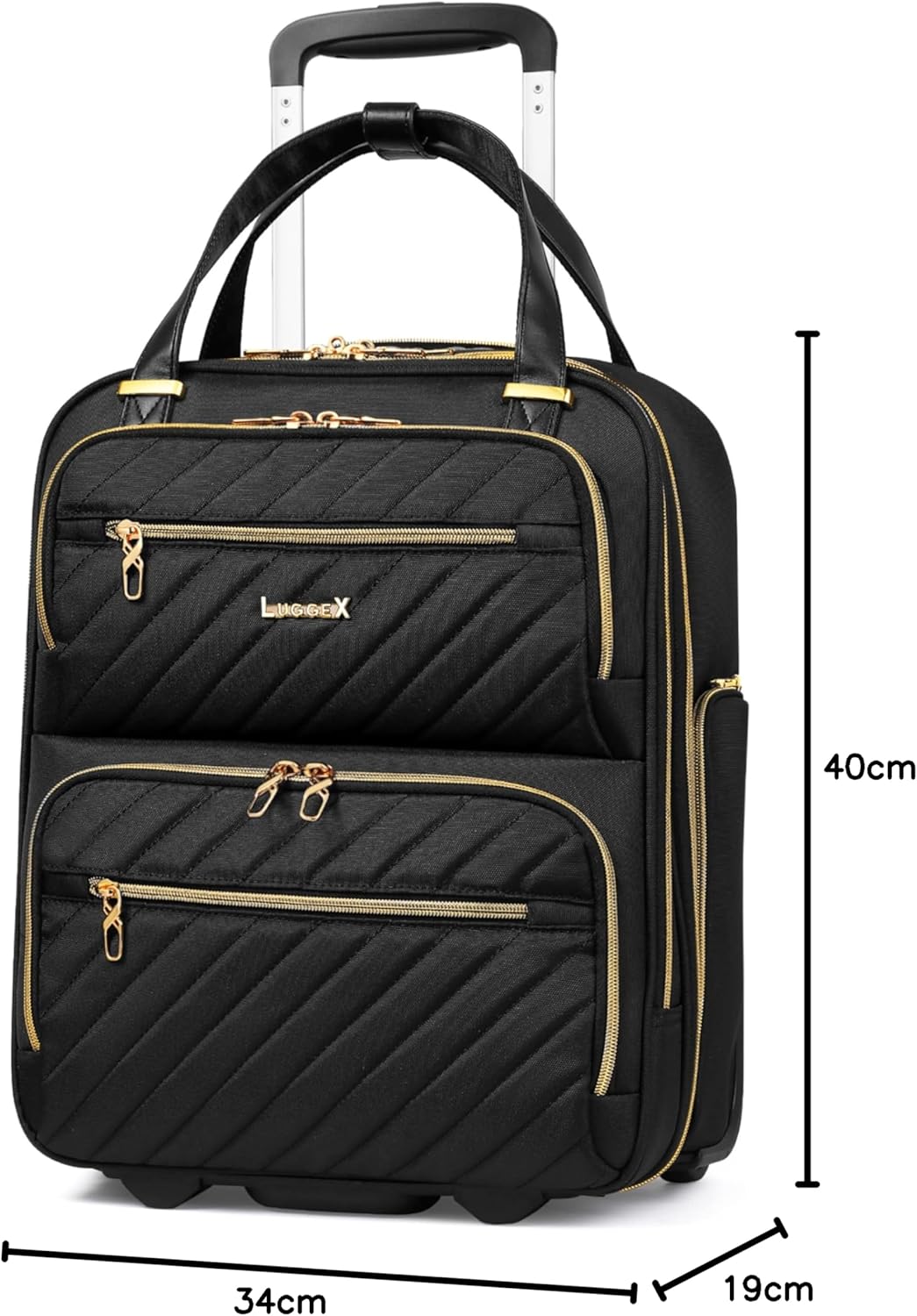 LUGGEX Underseat Carry On Luggage with Wheels, Underseat Luggage Fits 15.6 Inch Laptop for Travelling, 15.7 x 13.4 x 7.7 Inch (Black) - Image 10