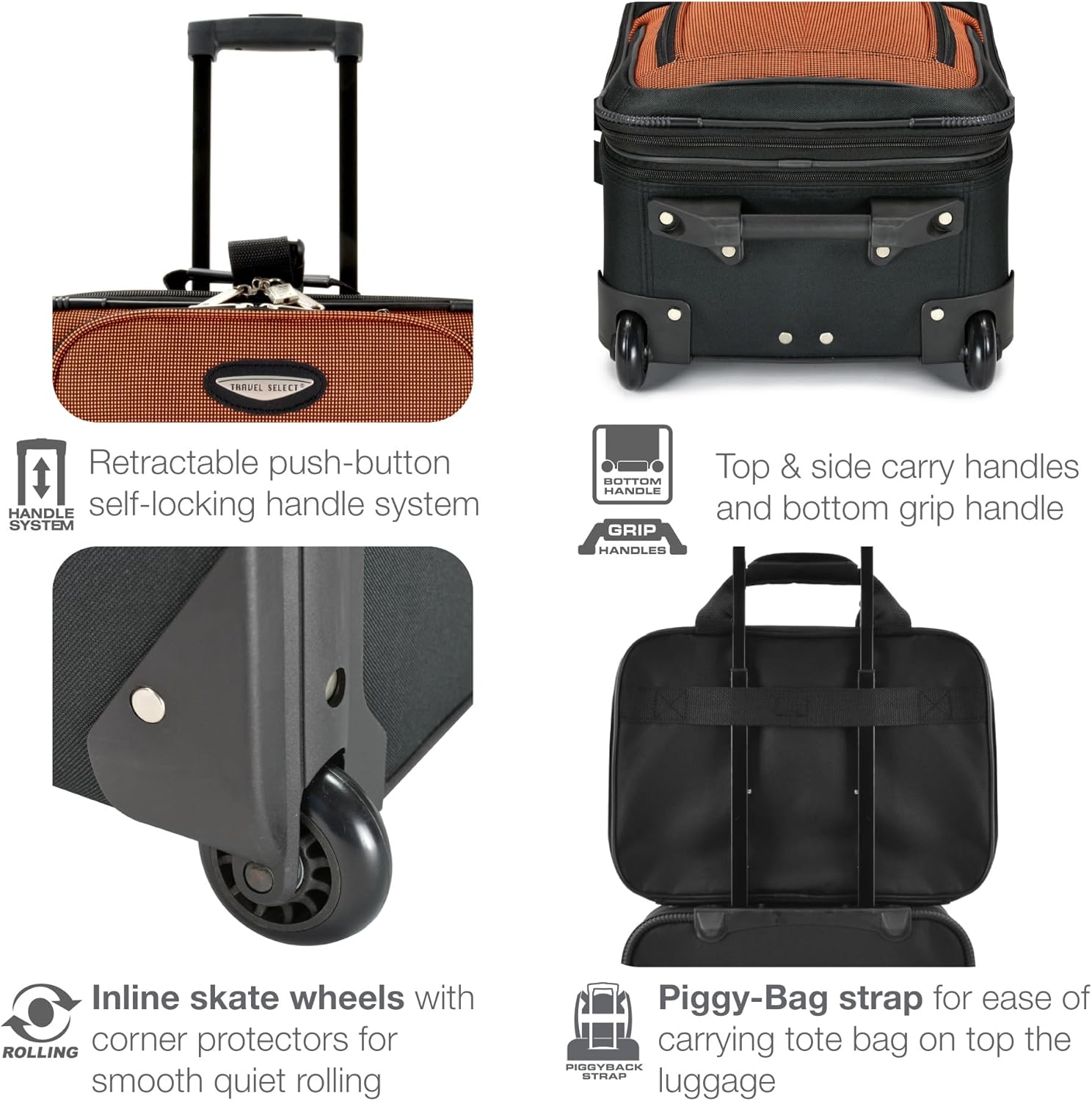 Traveler's Choice Amsterdam 4-Piece Luggage Set, Gray - Image 8