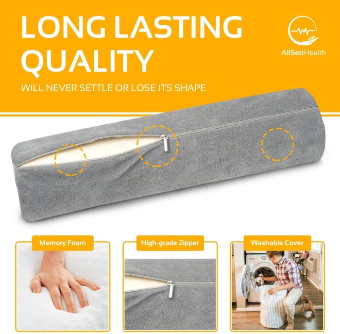 AllSett Health Cervical Neck Roll Memory Foam Pillow, Bolster Pillow, Round Neck Pillows Support for Sleeping | Bolster Pillow for Bed, Legs, Back and Yoga - Image 4