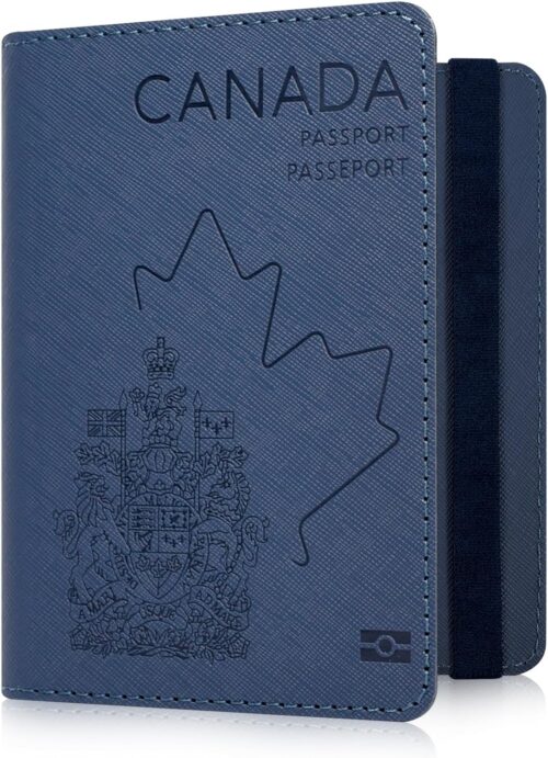 RSAquar Passport Holder for Women and Men, Premium Leather Travel Passport Wallet Passport Cover, Blue