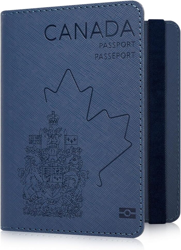 RSAquar Passport Holder for Women and Men, Premium Leather Travel Passport Wallet Passport Cover, Blue