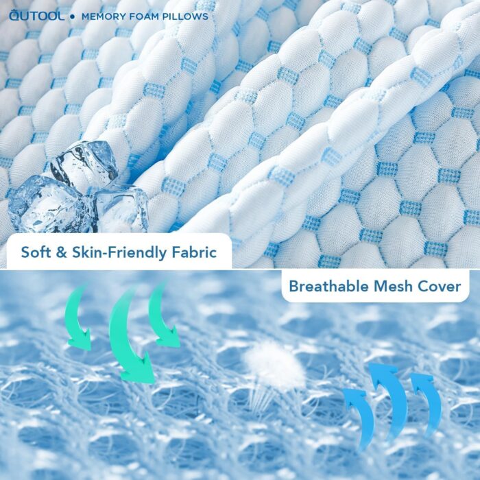 QUTOOL Neck Support Pillow for Sleeping, Cooling Memory Foam Pillow for Neck and Shoulder, Bed Pillow Side Back Stomach Sleeper Pillow for Adults - Image 4