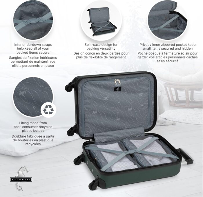 ATLANTIC Acclaim II Hardside Durable Luggage — Large Checked Suitcase with 4 Spinner Wheels, TSA Locks, and Lightweight Construction — Green, 28-inch - Image 5