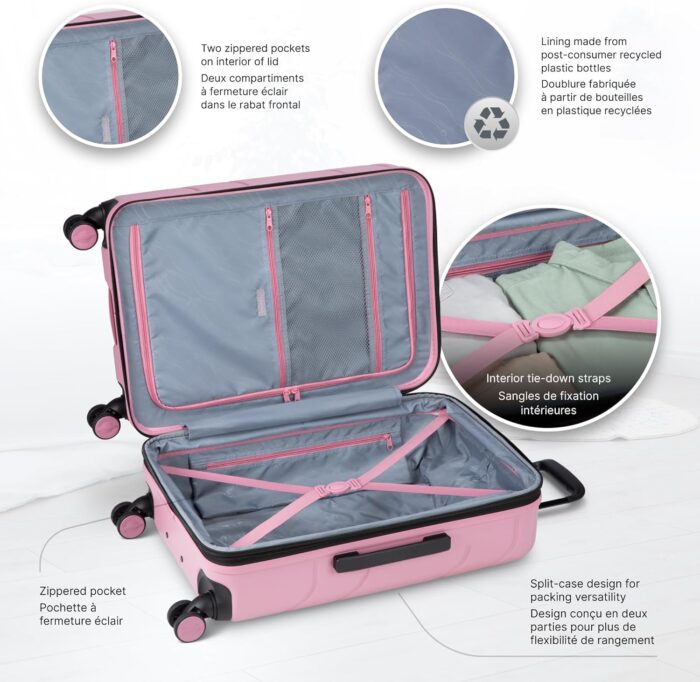 Atlantic Transmarine Hardside Medium Luggage – Superior Polycarbonate Construction with 8 Spinner Wheels and Retractable Handle, Integrated TSA Lock, Expandable 2" – Blush - Image 5