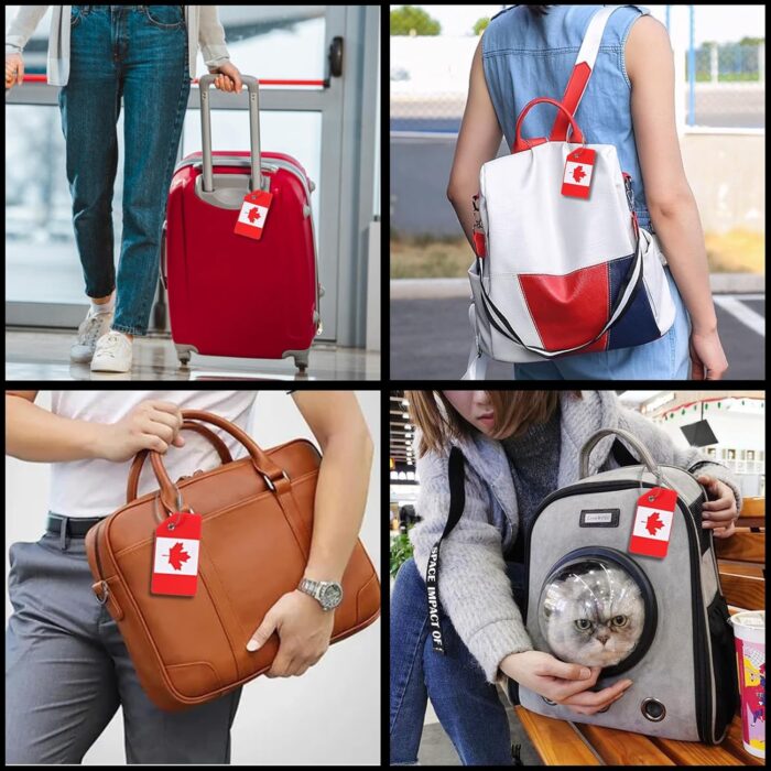 6 Pack Luggage Tags, OIFEN Silicone Travel Suitcase Baggage tag Canada Bag Labels with Name Card Privacy Protection (Maple Leaf) - Image 6