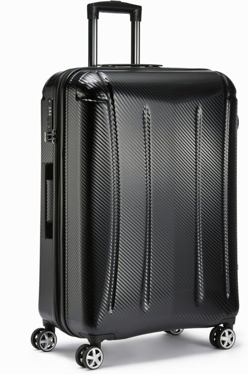 Amazon Basics 30-Inch Hardside Checked Luggage With TSA Lock, Hardshell Suitcase With Wheels, Expandable For Up to 12.5% More Space, With Scratch-Resistant Surface, 8 Multi-directional Wheels, Black