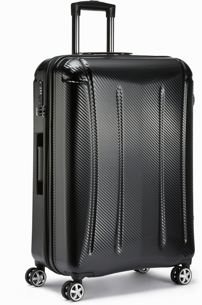 Amazon Basics 30-Inch Hardside Checked Luggage With TSA Lock, Hardshell Suitcase With Wheels, Expandable For Up to 12.5% More Space, With Scratch-Resistant Surface, 8 Multi-directional Wheels, Black