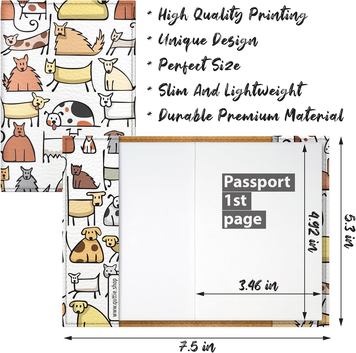 Quttie, Passport Cover for Kids, Women and Men, Travel Passport Holder (Dogs) - Image 2