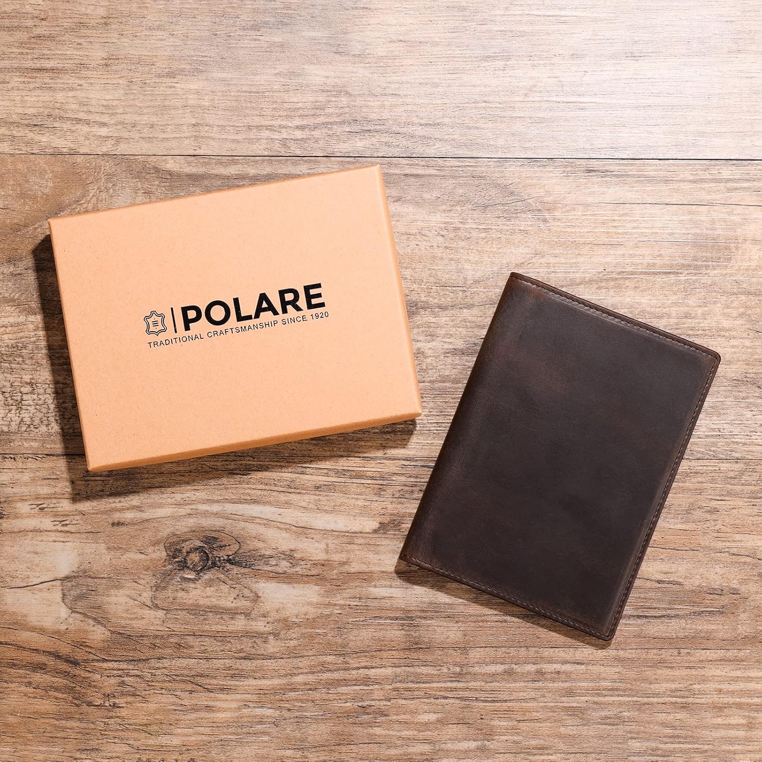 Polare Full Grain Leather Passport Holder RFID Blocking Travel Bifold Wallet Passport Holders 2 Passports (Dark Brown) - Image 7