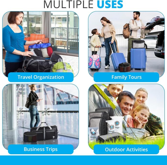 bago 7 Pcs Packing Cubes Travel Organizer - 4 Packing Cube with 3 ZipLock Bags - Travel Packing Cubes to Get Maximum Storage, Save Time & Effort to Pack - Happy Traveling (GreenRedPurpleYellow) - Image 9