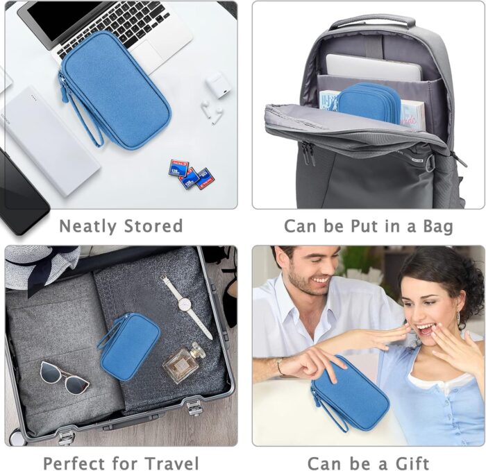FYY Electronic Organizer, Travel Cable Organizer Bag Pouch Electronic Accessories Carry Case Portable Waterproof Double Layers All-in-One Storage Bag for Cable, Cord, Charger, Phone, Earphone Blue - Image 7