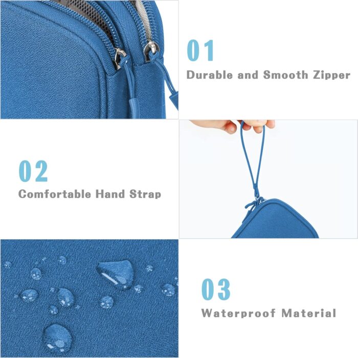 FYY Electronic Organizer, Travel Cable Organizer Bag Pouch Electronic Accessories Carry Case Portable Waterproof Double Layers All-in-One Storage Bag for Cable, Cord, Charger, Phone, Earphone Blue - Image 4