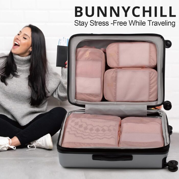 Expandable Compression Packing Cubes for Suitcases,Lightweight Compressible Travel Packing Organizer for Carry on Suitcase,Organizer Bags Set as Travel Essentials for Women - Image 2