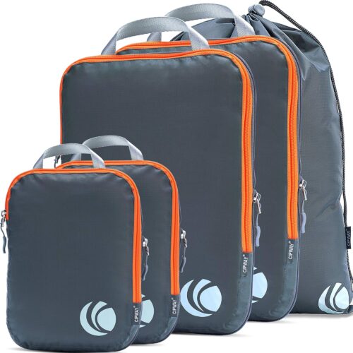 Cipway Compression Packing Cubes for Carry-On Luggage, 5 Set Expandable Compressible Travel Packing Organizers Essentials (Grey)