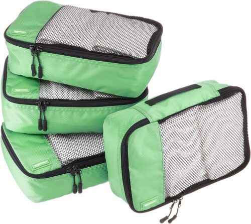 Amazon Basics 4 Piece Small Packing Travel Organizer Cubes Set - Green