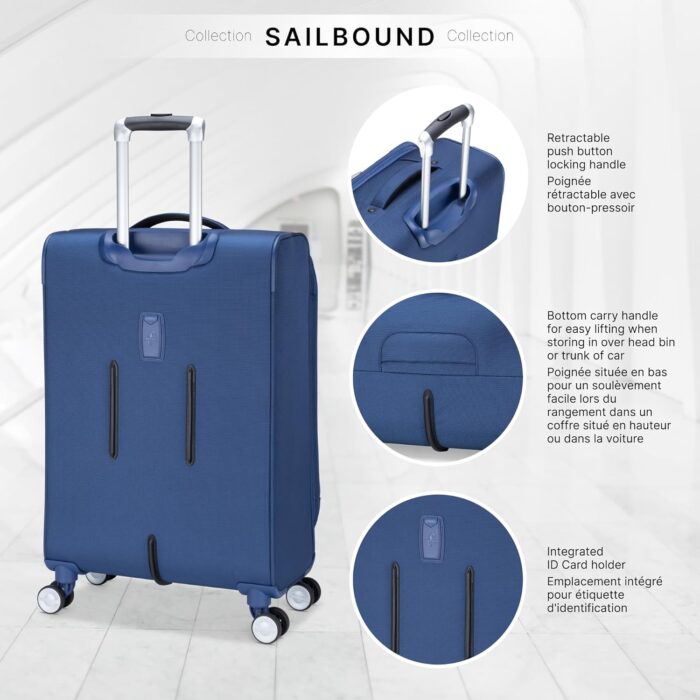 Atlantic Sailbound Softside Large Luggage – Durable Polyester Construction with 8 Spinner Wheels and Retractable Handle, Integrated TSA Lock, Expandable 1.5", Includes 2 Packing Cubes – True Navy - Image 3