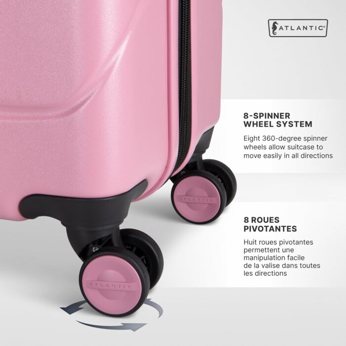 Atlantic Transmarine Hardside Medium Luggage – Superior Polycarbonate Construction with 8 Spinner Wheels and Retractable Handle, Integrated TSA Lock, Expandable 2" – Blush - Image 7
