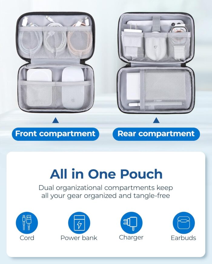 BAGSMART Electronics Organizer Travel Case, Travel Cable Organizer Bag, Charger Organizer, Travel Essentials, Cord Organizer, Tech Organizer as Travel Accessories for Charger, Phone, Earphone, Teal - Image 2
