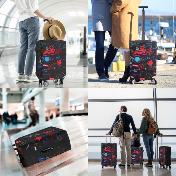 BBKON Luggage Covers Suitcase Cover Protector, Travel Luggage Protective Cover Suitcase Cover Washable Elastic Dustproof Travelling Accessories (World Travel, S(18-21inch Suitcase)) - Image 6