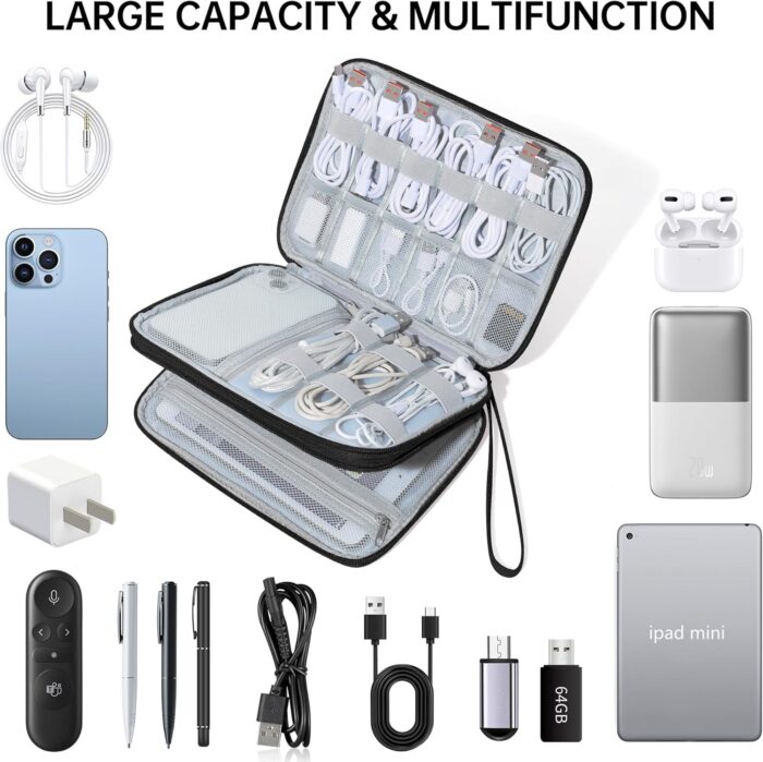 CILLA Electronics Organizer Travel, Travel Cord Organizer Case, Compact Electronics Accessories Bag for Cable, Cord, Charger, Phone - Image 5