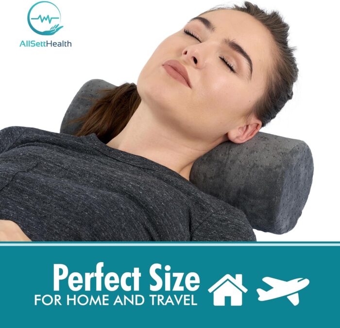 All Sett Health Bamboo Gray Round Cervical Roll Cylinder Bolster Pillow with Removable Washable Cover Ergonomically Designed for Head Neck Back and Legs || Ideal for Spine and Neck Support During Sleep - Image 5