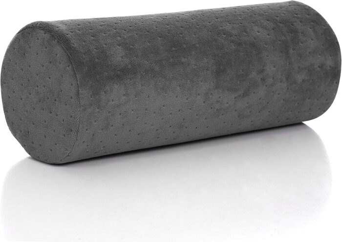 All Sett Health Bamboo Gray Round Cervical Roll Cylinder Bolster Pillow with Removable Washable Cover Ergonomically Designed for Head Neck Back and Legs || Ideal for Spine and Neck Support During Sleep
