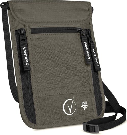 Premium Neck Wallet Travel Pouch and Passport Holder, RFID Protected, Fits Passport with cover. Passport Holder Neck For Men and Women