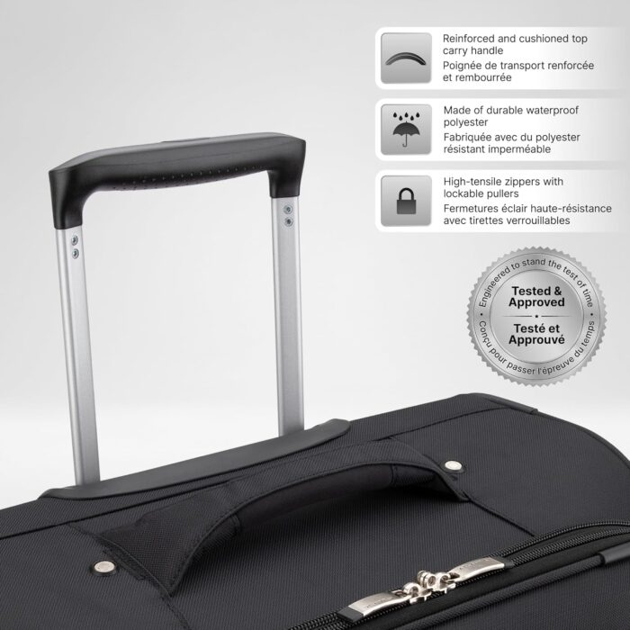 ATLANTIC Artisan III Medium Checked Luggage — Expandable Suitcase with 8 Spinner Wheels, Lockable Zipper Puller Heads, and Lightweight Construction — Black, 24-inch - Image 7