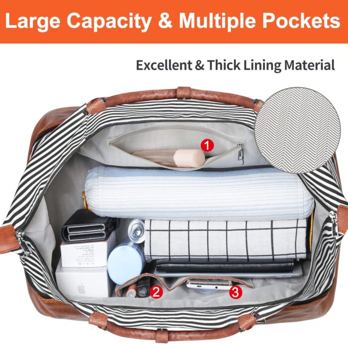 Weekender Bag for Women, 21" Womens Overnight Bag Travel Duffel Bag Set with Shoe Compartment Carry On Bag Fit 21.5" Laptop, Perfect for Travel Business - Image 7