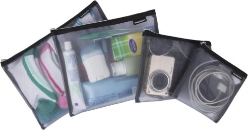 Travelon Set of 4 Mesh Pouches, Gray, 9.5 x 12.75 x 0.5, Travelon Set of 4 Mesh Pouches