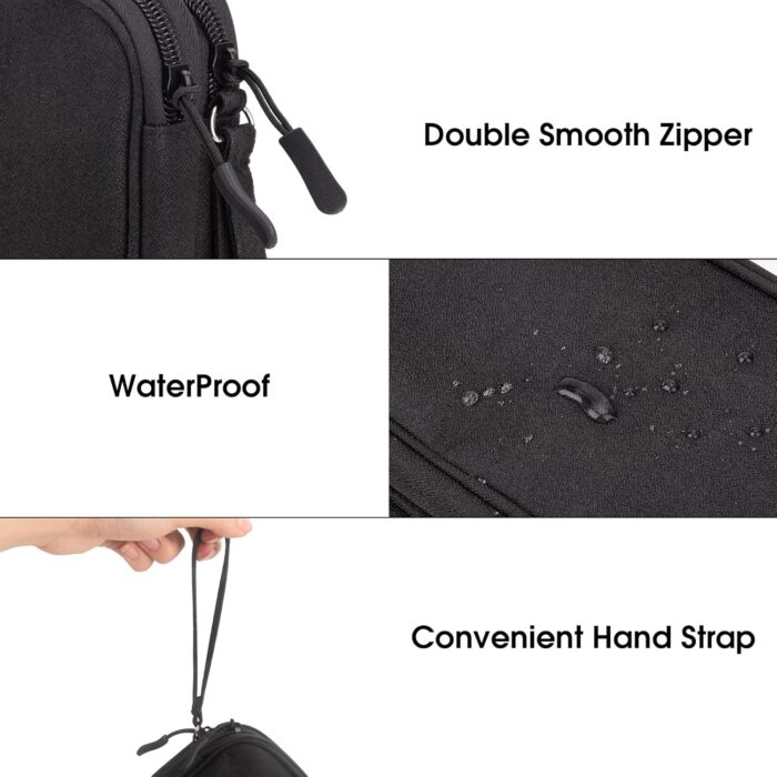 Arae Electronic Organizer, Travel Cable Organizer, Double Layers Portable Waterproof Pouch, Electronic Accessories Storage Case for Cable, Cord, Charger, Phone, Earphone (Black, M) - Image 4