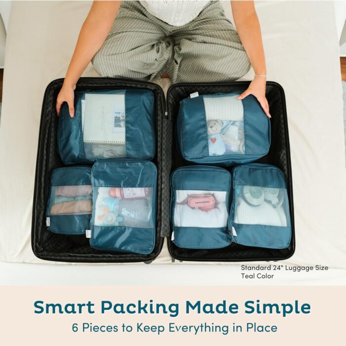 6-Pack Compression Packing Cubes Travel Essentials - Lightweight, Water-Resistant Luggage Organizer Bags with Handles, Durable Travel Accessories Suitcase Organizer (Mocha) - Image 2