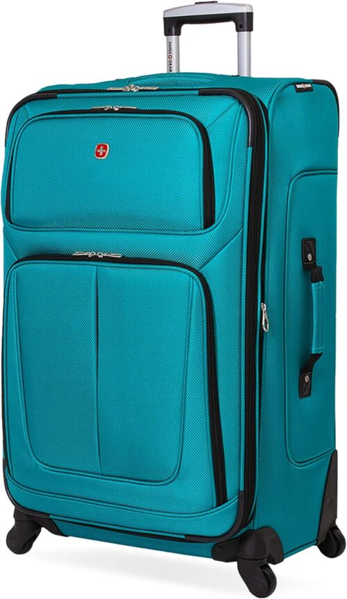 SwissGear Sion Softside Expandable Luggage, Teal, Checked-Large 29-Inch, Sion Softside Expandable Luggage