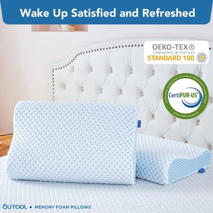 QUTOOL Neck Support Pillow for Sleeping, Cooling Memory Foam Pillow for Neck and Shoulder, Bed Pillow Side Back Stomach Sleeper Pillow for Adults - Image 7