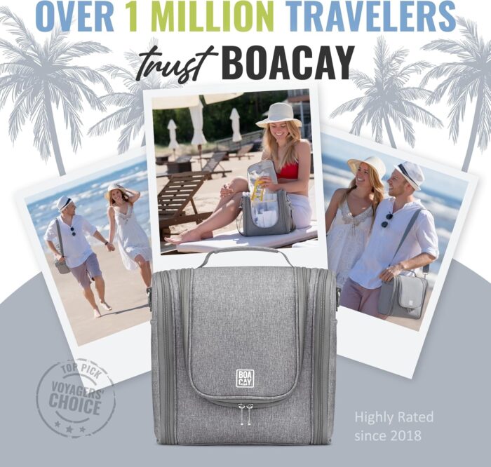 BOACAY Extra Large Hanging Travel Toiletry Bag for Women and Men, Makeup Bag, Bathroom & Shower Organizer Kit for Accessories, Cosmetics, Essentials - Image 6