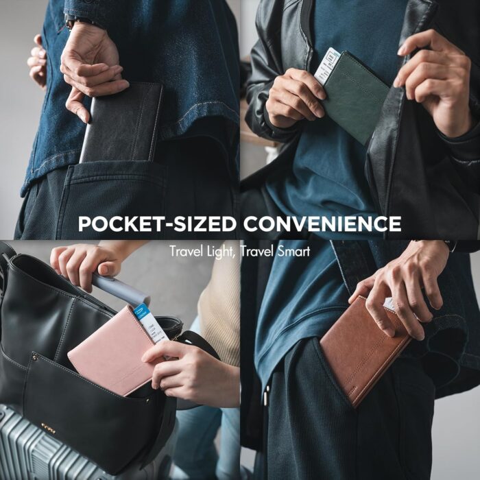 VULKIT Passport Holder for Travel, RFID Blocking Passport Cover, Slim Travel Wallet for Men & Women, Dusty Pink - Image 4