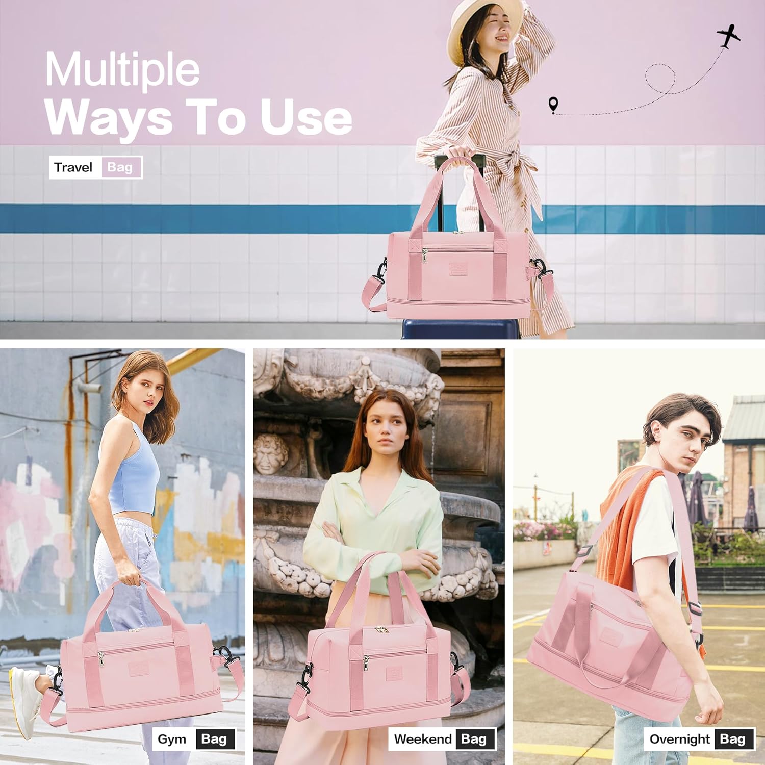 Personal Item Bag Small Travel Duffle Bag Weekender Bag Overnight Bag for Women and Men Waterproof Sport Gym Bag, Hospital Bag with Shoulder Strap, Shoe Compartment - Image 7