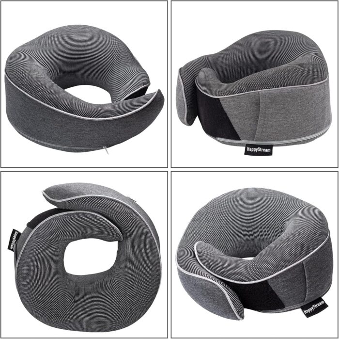 Travel Pillow, Comfortable Memory Foam Neck Pillow. Ergonomic U Shape Pillow for Flying Airplane Train Car Office Home. Washable Cotton Cover. (Dark Gray) - Image 6
