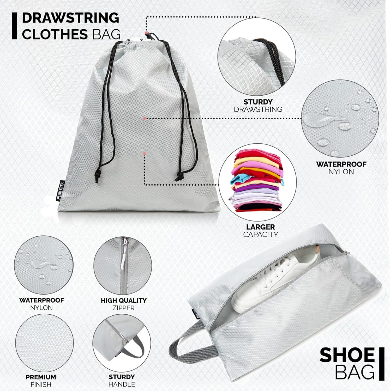 Compression Packing Cubes, 5 Set Travel Packing Cubes for Carry on Luggage Suitcases, Packing Cubes Compressible Suitcase Organizers Bag Set with Laundary Bag (Grey) - Image 7