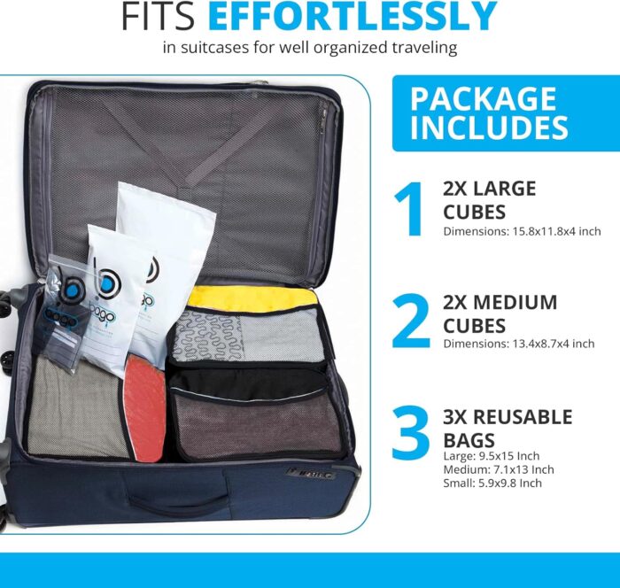 bago 7 Pcs Packing Cubes Travel Organizer - 4 Packing Cube with 3 ZipLock Bags - Travel Packing Cubes to Get Maximum Storage, Save Time & Effort to Pack - Happy Traveling (GreenRedPurpleYellow) - Image 5