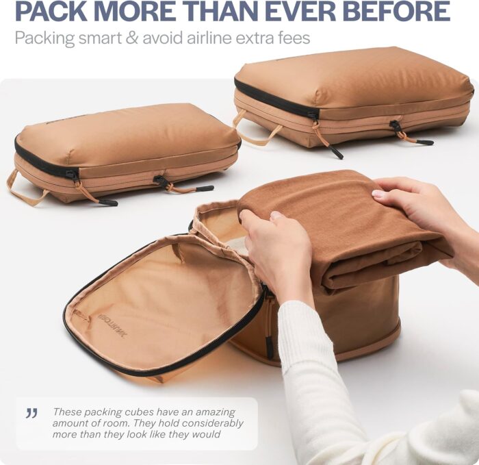 Aerotrunk Ultralight Compression Packing Cubes - Lightweight Travel Organizers for Suitcases and Luggage (6-Pack, Mocha) - Image 6