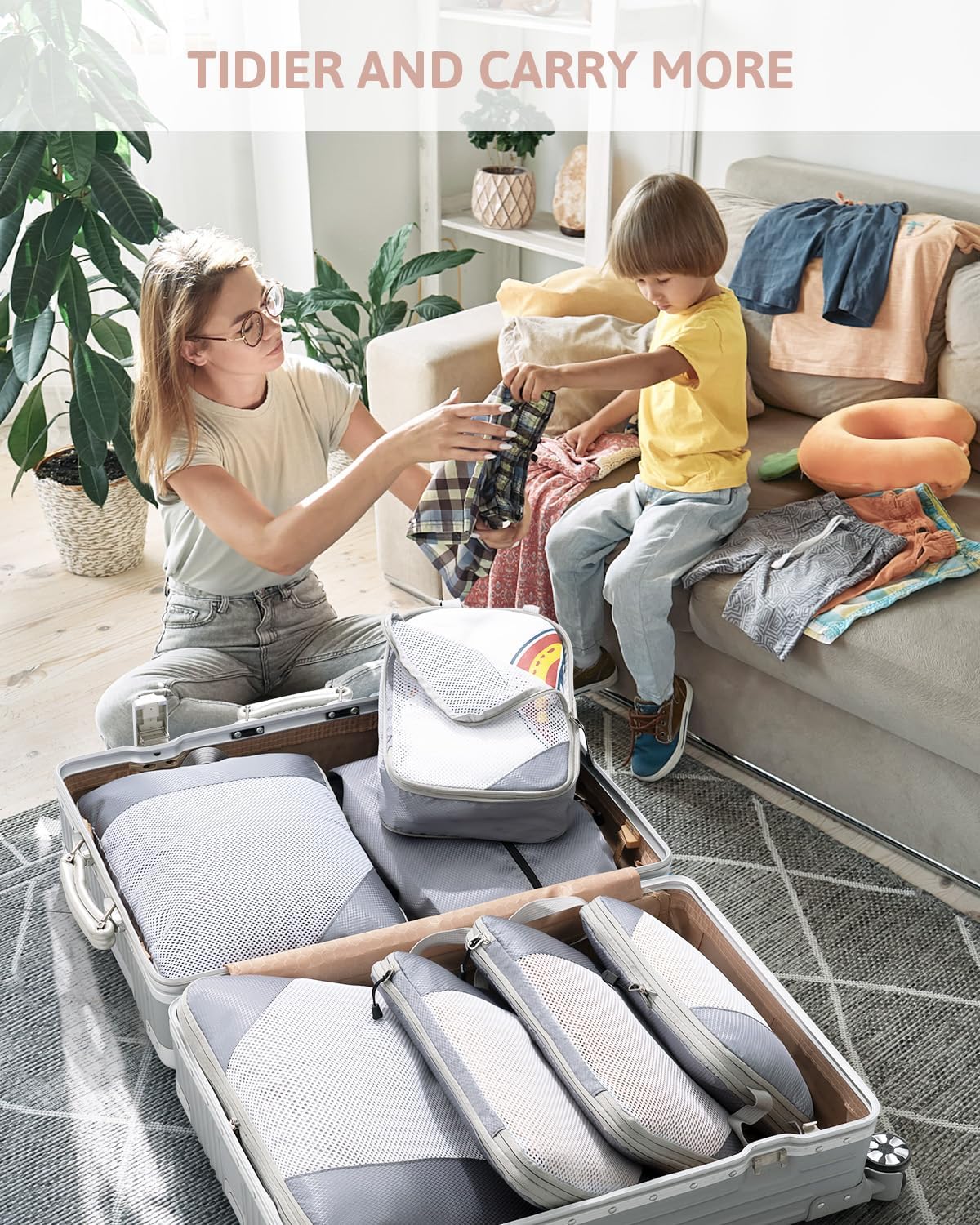 Meowoo Compression Packing Cubes Travel Organizer 7 Set, Ripstop Mesh Travel Organizers for Luggage Multi-Functional Ultralight Expandable Travel Luggage for Carry on Luggage, Travel, Backpack - Image 7